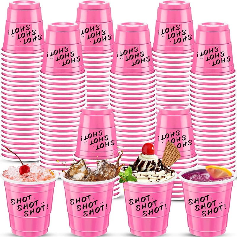 cssopenss 120 pcs Pink Plastic Shot Glasses 2 oz pink shot cups Valentines Day shot glasses disposable for drinking Tastings served Snacks Jello Tastings and Samples - Image 1